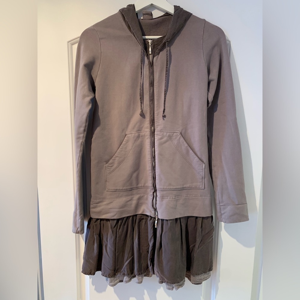 European Culture Dress Hoodie Zip Up Y2K Grunge Ruffled Skirt Italy Size Small.